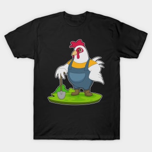 Rooster Farmer Shovel T-Shirt